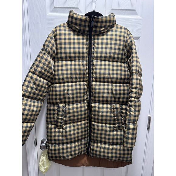 Rebecca Minkoff Buffalo Check Puffer Coat Winter Quilted Jacket Size M MSRP $368 - Picture 2 of 5